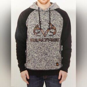 Realtree Gray Black Mossy Oak Camo Logo Hoodie Hunting Casual Outdoors Mens